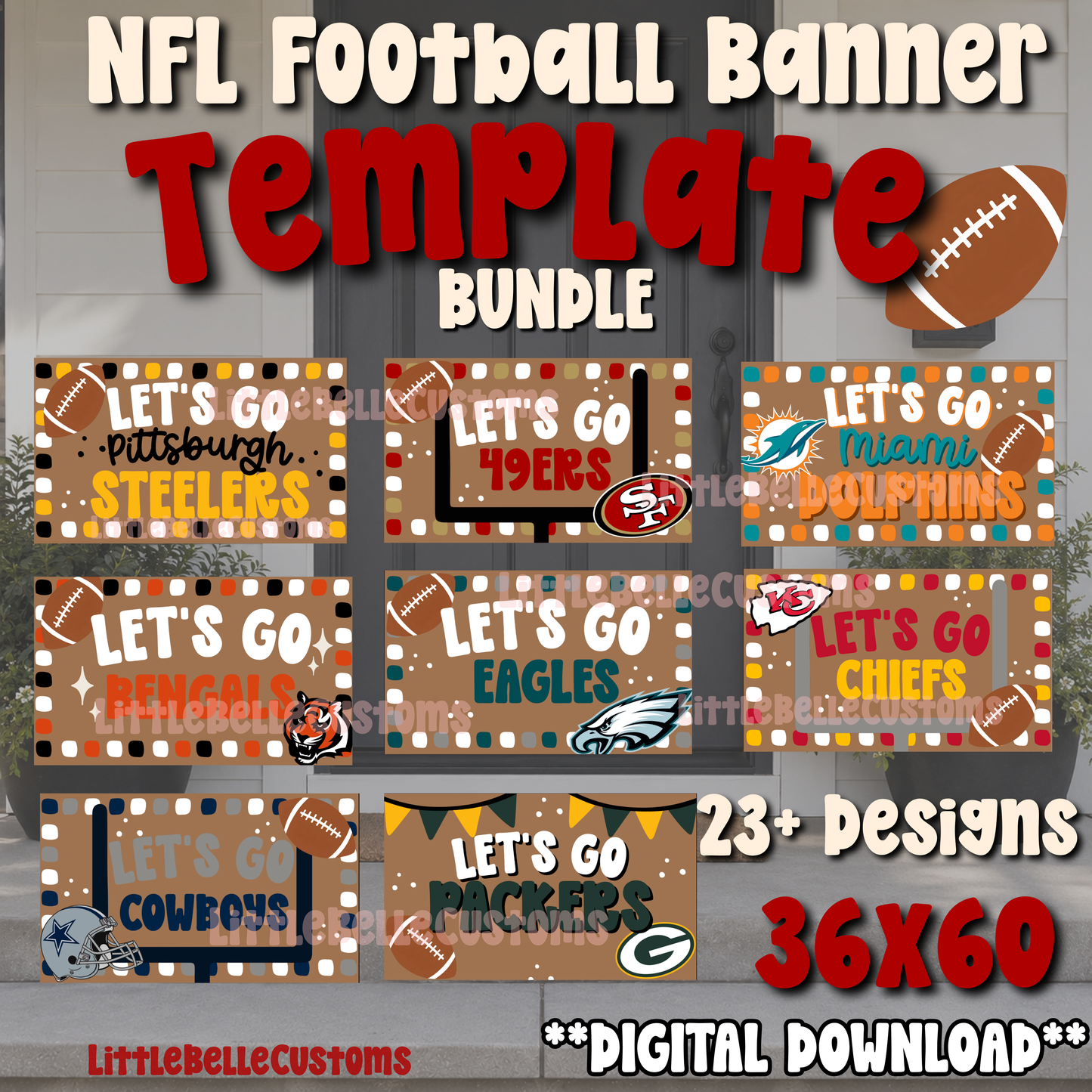 NFL FOOTBALL TAILGATE Painted Banner TEMPLATE LINK FOR BANNER ARTISTS| Digital Download