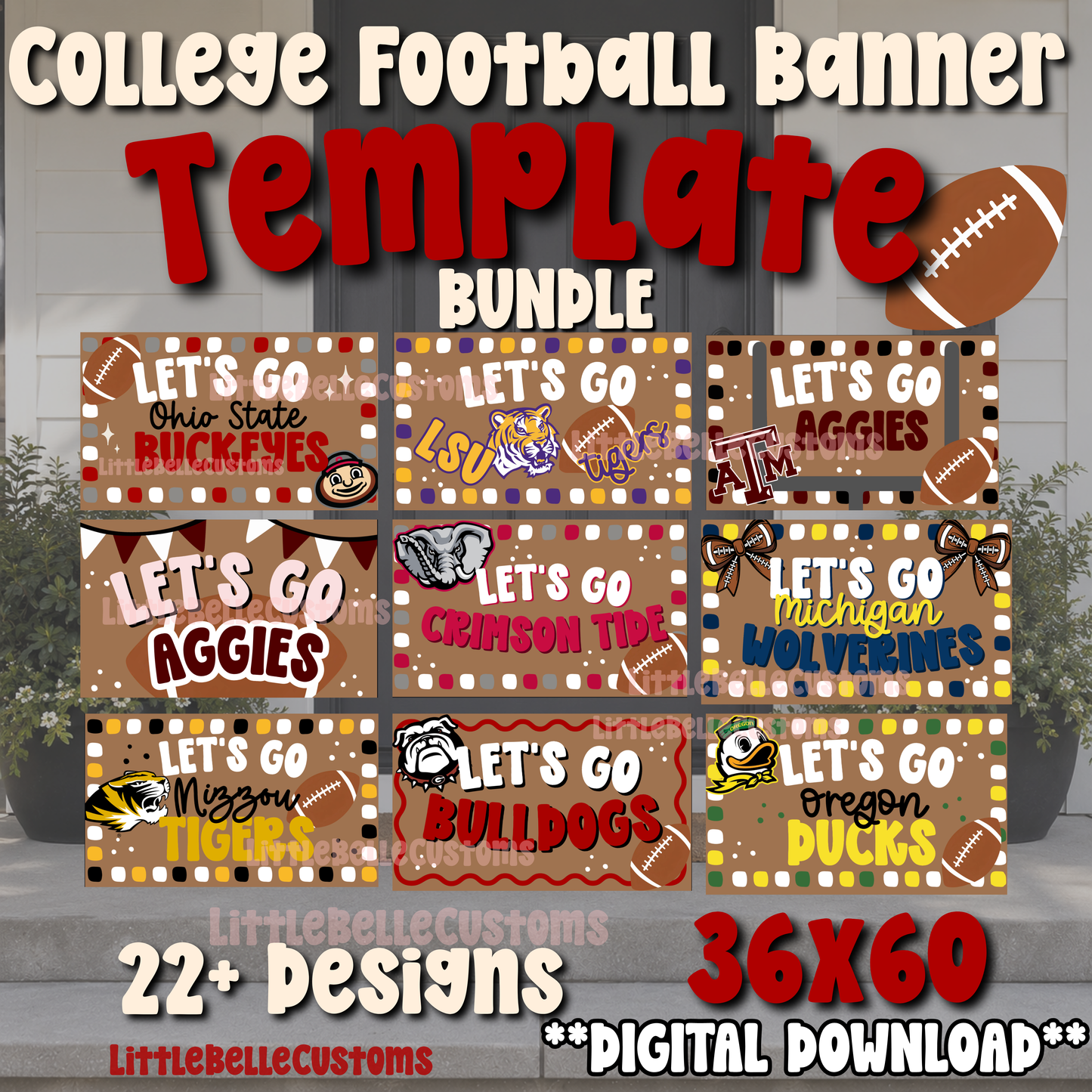 COLLEGE FOOTBALL TAILGATE Painted Banner TEMPLATE LINK FOR BANNER ARTISTS| Digital Download