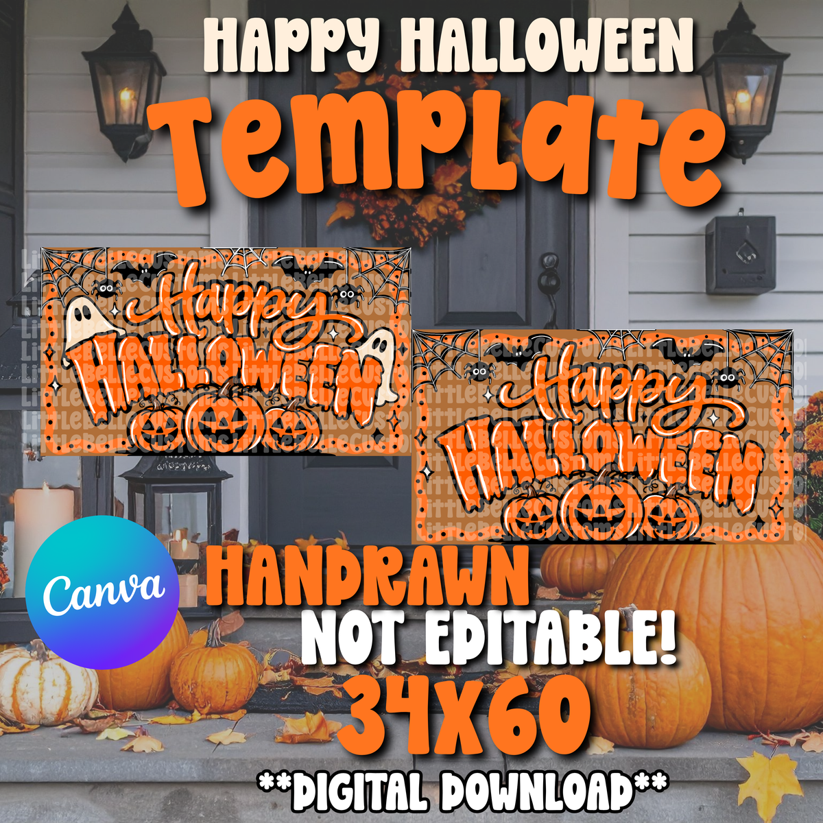 Happy Halloween Painted Banner TEMPLATE LINK FOR BANNER ARTISTS| Digital Download