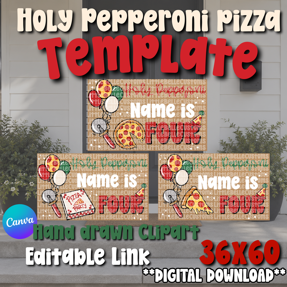Holy Pepperoni Pizza Painted Banner TEMPLATE LINK FOR BANNER ARTISTS| Digital Download