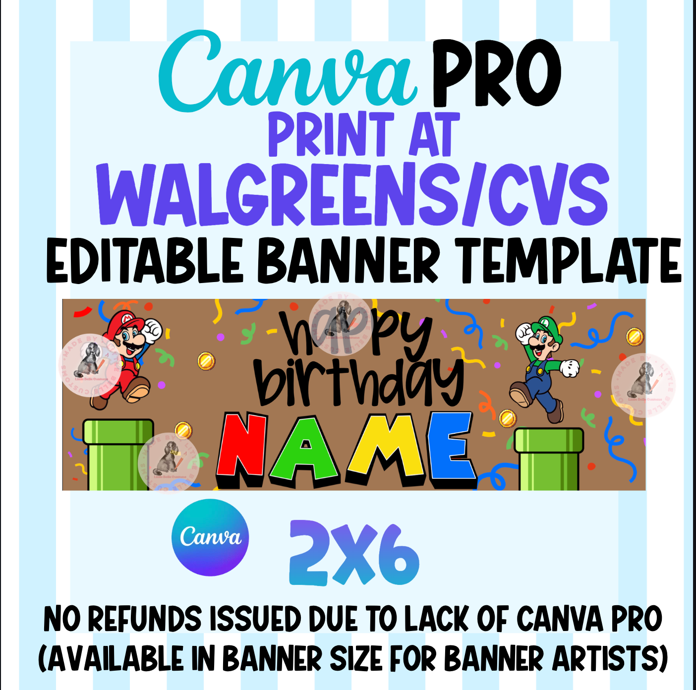Mario Luigi Birthday CVS/Walgreens Banner| Walgreens Template Digital Download