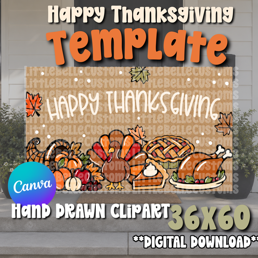 Happy Thanksgiving Feast Banner  Painted Banner TEMPLATE LINK FOR BANNER ARTISTS|  Digital Download