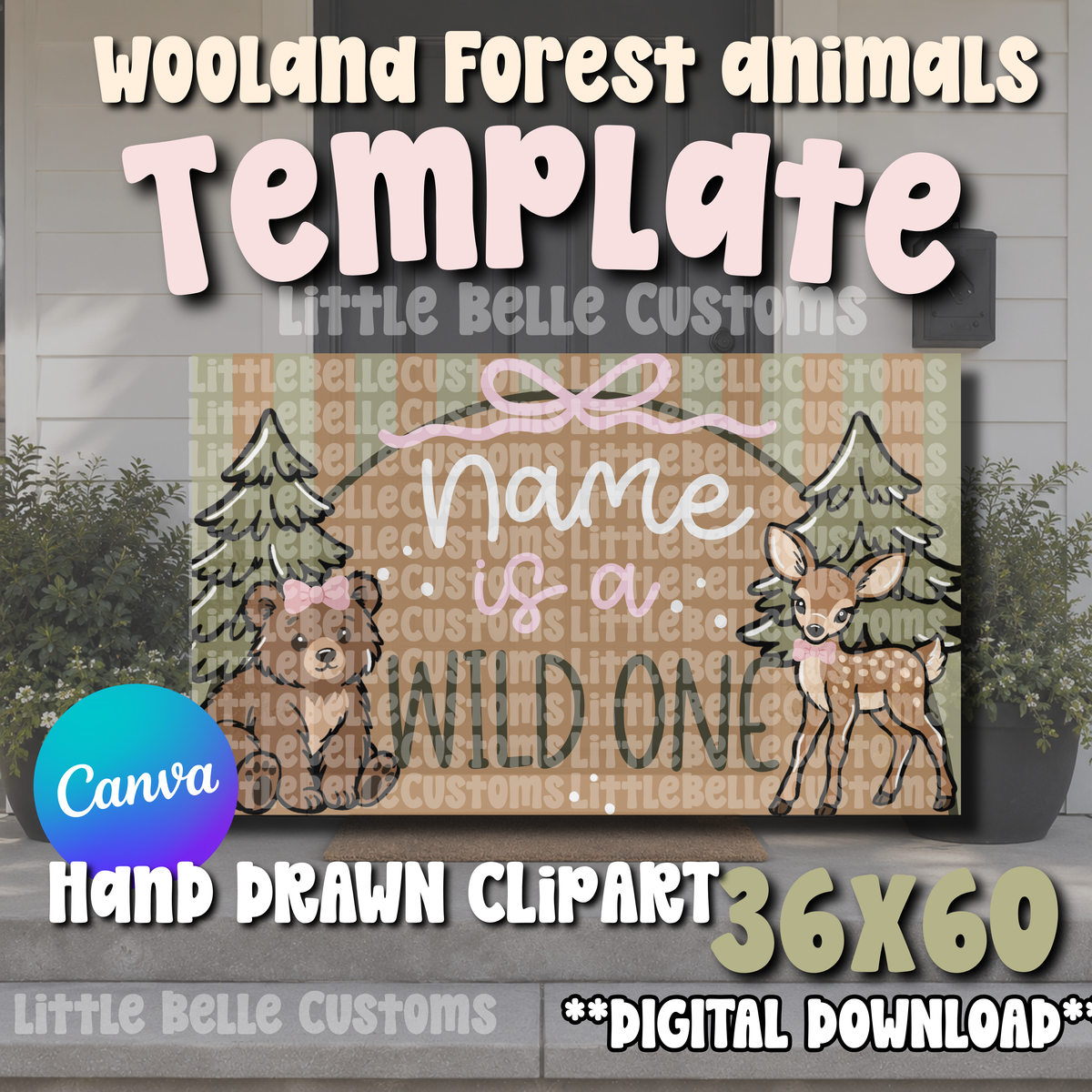 WILD ONE Pastel Pink  Girly Painted Banner TEMPLATE LINK FOR BANNER ARTISTS|  Digital Download