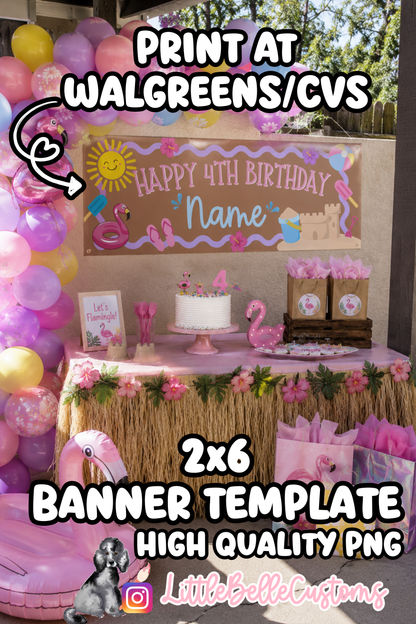 Pool Flamingo Birthday Girl |  Template Digital Download