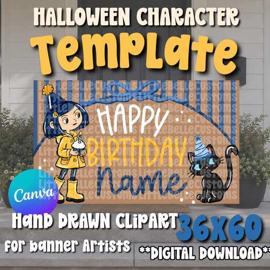 Coraline Painted Banner TEMPLATE LINK FOR BANNER ARTISTS|  Digital Download