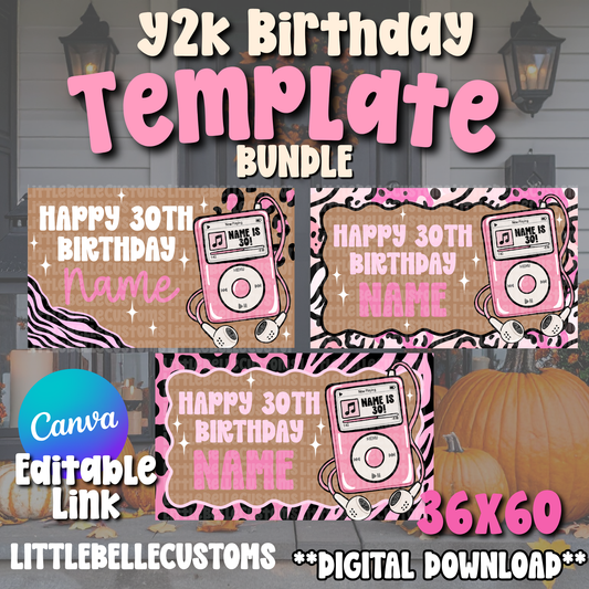 Y2K IPOD MP3 BANNER GIRLY Painted Banner TEMPLATE LINK FOR BANNER ARTISTS|  Digital Download