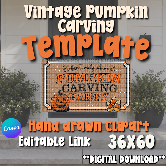 Vintage Pumpkin Carving Halloween Banner  Painted Banner TEMPLATE LINK FOR BANNER ARTISTS|  Digital Download