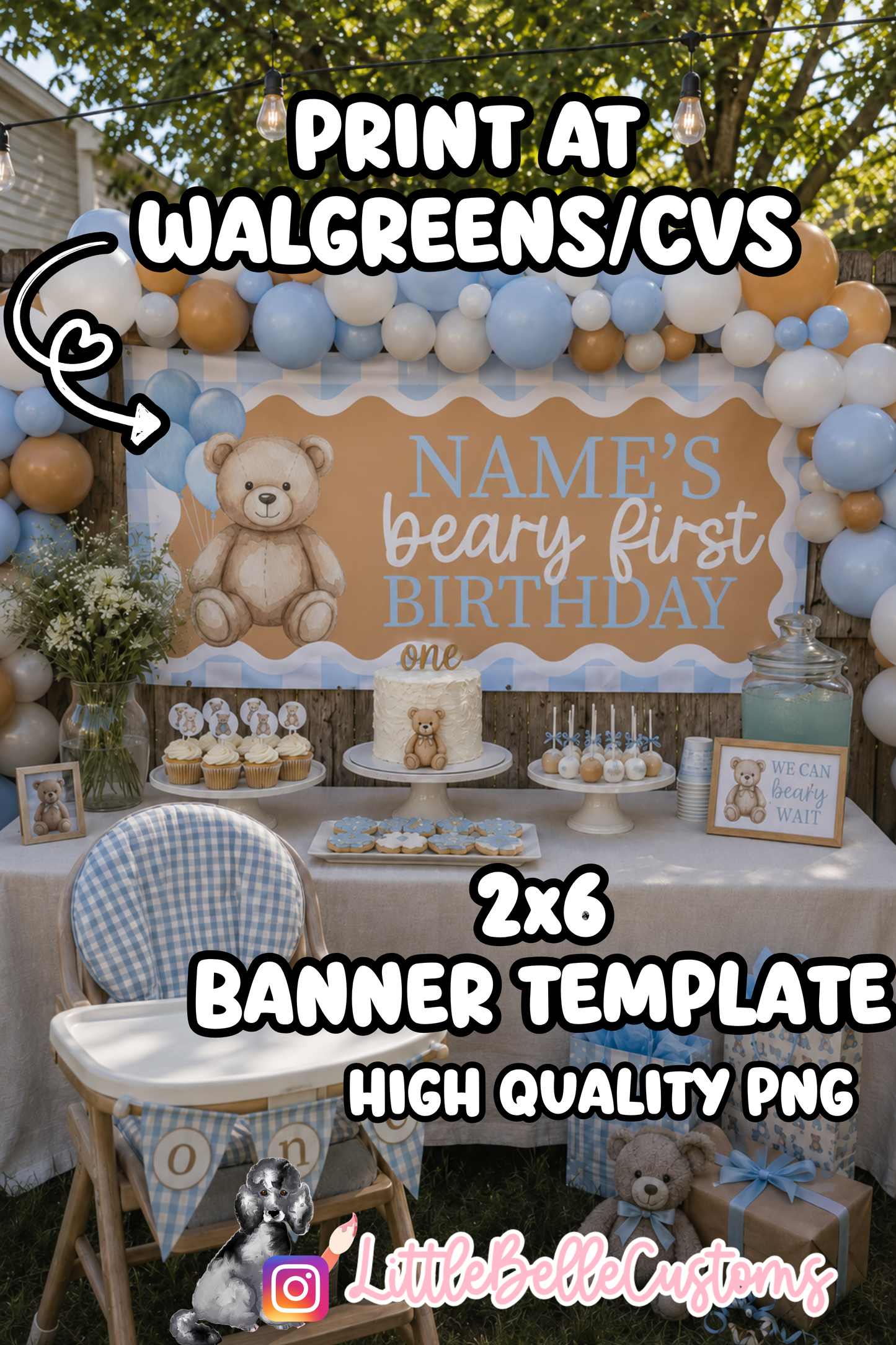 Beary First Birthday |  Template Digital Download