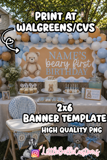 Beary First Birthday |  Template Digital Download