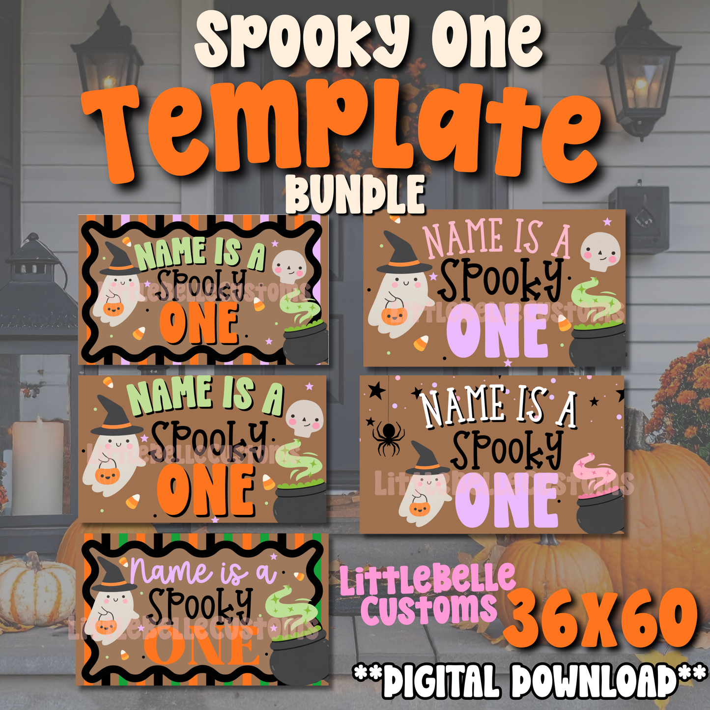 Spooky ONE  BUNDLE Painted Banner TEMPLATE LINK FOR BANNER ARTISTS|  Digital Download