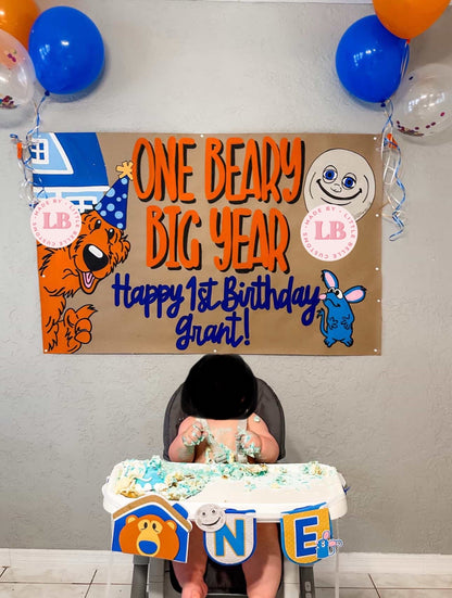 Bear in the Big Blue House inspired First Birthday Birthday Banner