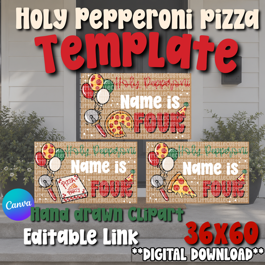 Holy Pepperoni Pizza Painted Banner TEMPLATE LINK FOR BANNER ARTISTS|  Digital Download