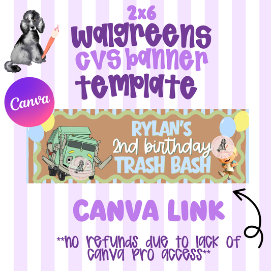 Trash Truck Birthday Template Digital Download