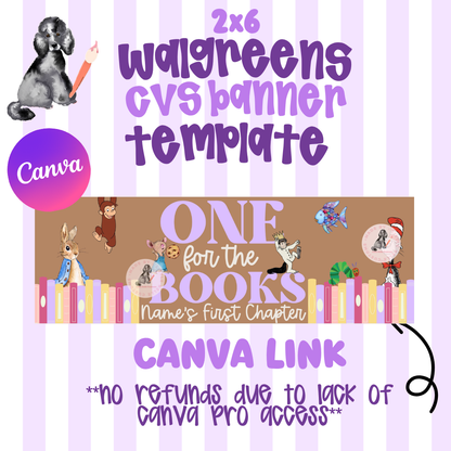 One for the Books Walgreens/CVS Banner |  Template Digital Download