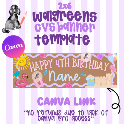Pool Flamingo Birthday Girl |  Template Digital Download