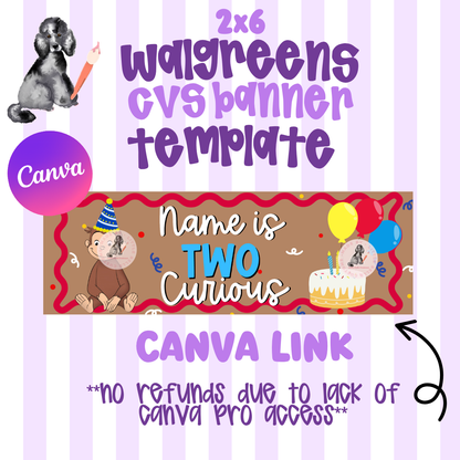 Two Curious Walgreens Banner |  Template Digital Download