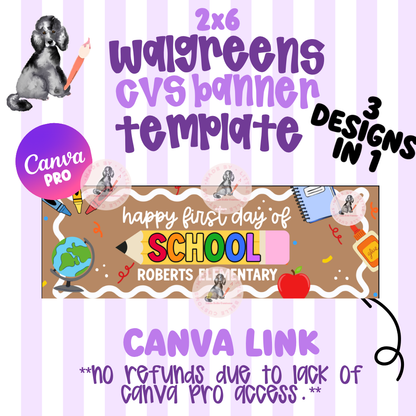 FIRST DAY OF SCHOOL  | Walgreens Banner Template Digital Download
