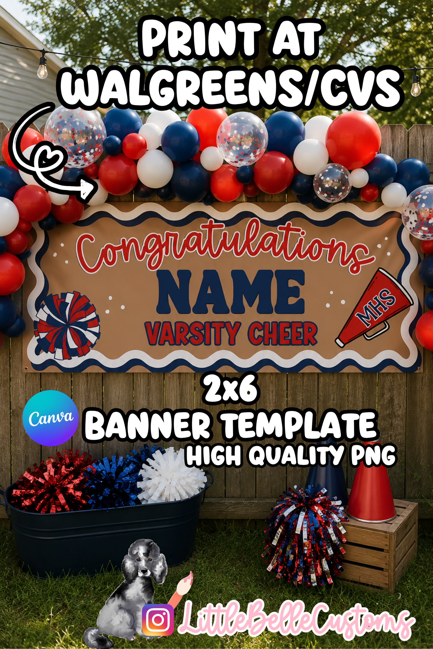 Cheerleading Try Out Banner |  Walgreens Printable Template Digital Download