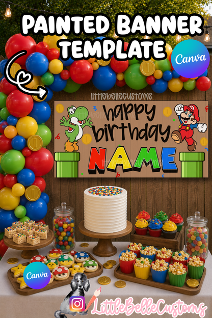 Mario Painted Banner TEMPLATE LINK FOR BANNER ARTISTS| Template Digital Download