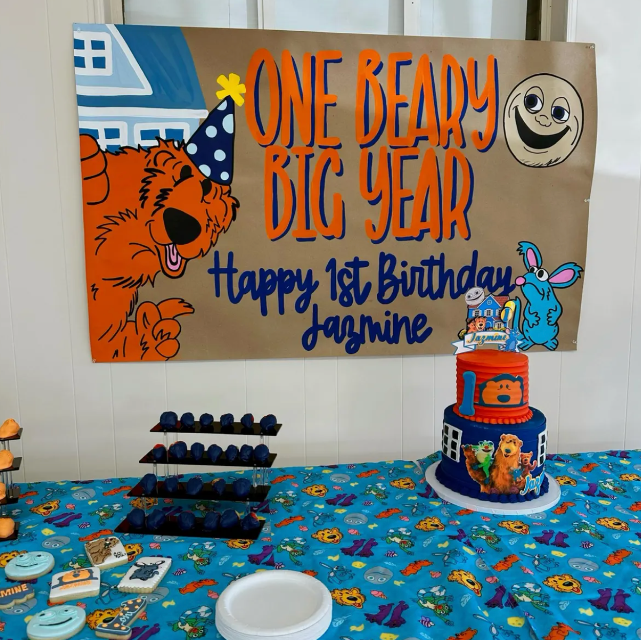 Bear in the Big Blue House inspired First Birthday Birthday Banner