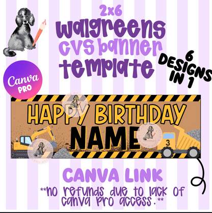 Construction Truck | Walgreens Template Digital Download