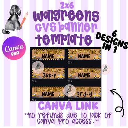 Construction Truck | Walgreens Template Digital Download