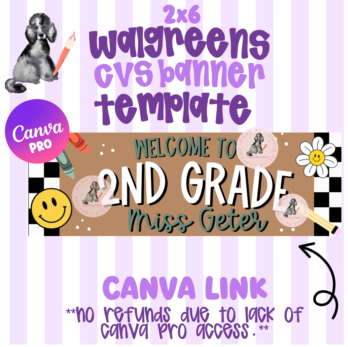 CHECKERED PRINT TEACHER CLASSROOM BANNER | Walgreens Banner Template (GRADE IS CUSTOMIZABLE) Digital Download