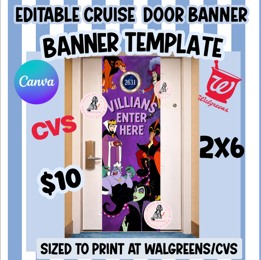 VILLIANS CRUISE DOOR BANNER  | Walgreens Banner Template | Digital Download