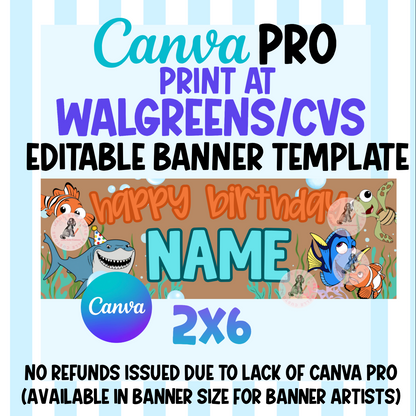 Finding Nemo Banner  ( 7 DESIGNS IN ONE ) | Walgreens/CVS  Template Digital Download