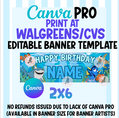 Finding Nemo Banner  ( 7 DESIGNS IN ONE ) | Walgreens/CVS  Template Digital Download