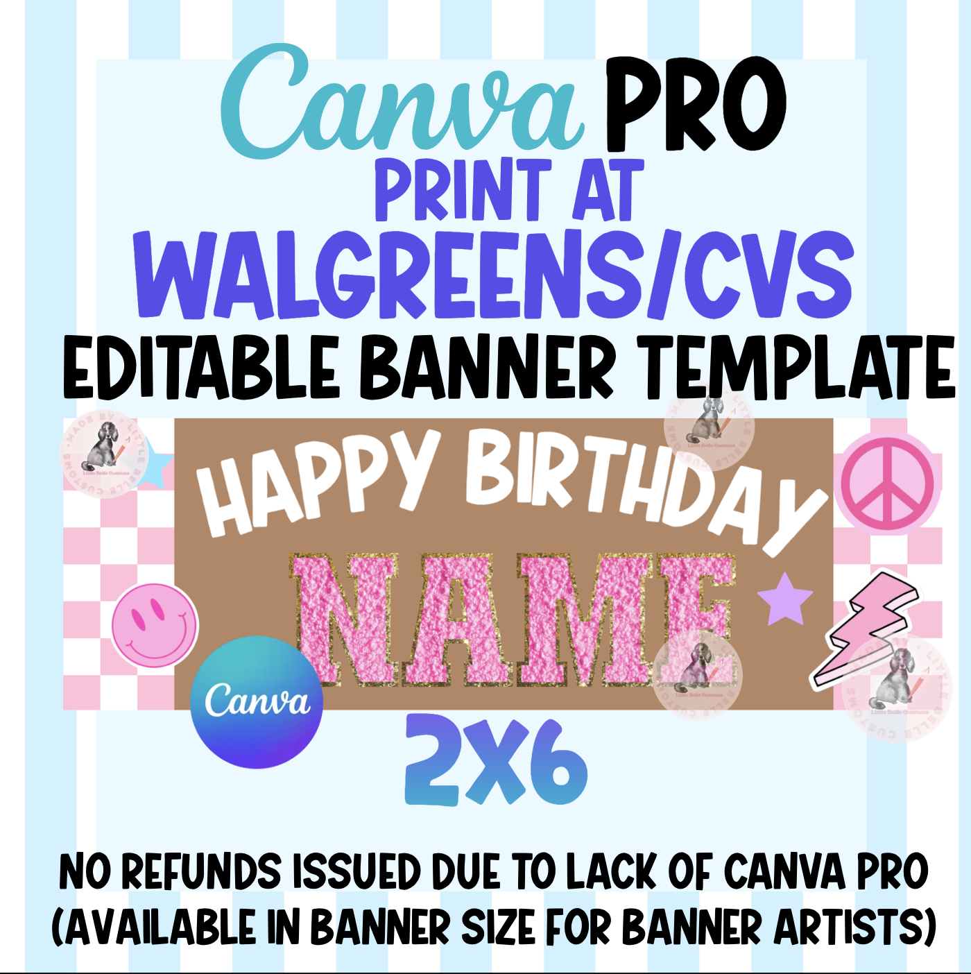 Tween  Pink Varsity Birthday Girly Walgreens/CVS Banner |  Template Digital Download