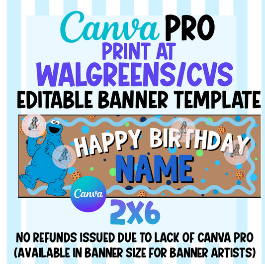 Cookie Monster Birthday CVS/Walgreens Banner| Walgreens Template Digital Download