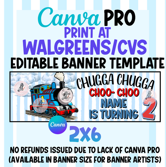 Chugga Chugga Choo Choo  Thomas the Train Second 2nd Birthday CVS/Walgreens Banner| Walgreens Template Digital Download