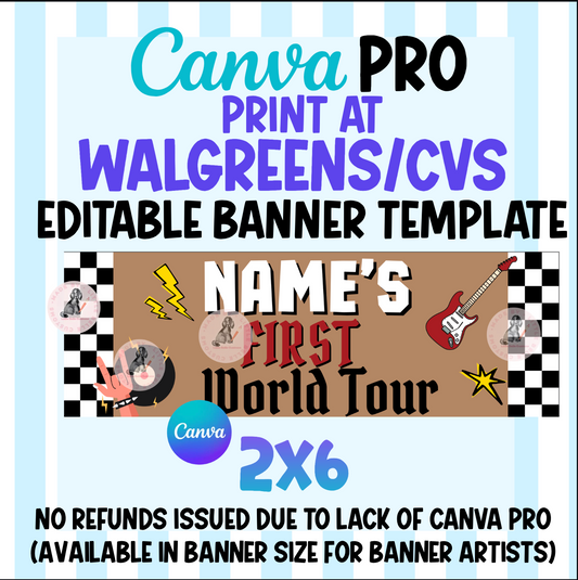 FIRST WORLD TOUR ROCK STAR Birthday CVS/Walgreens Banner| Walgreens Template Digital Download