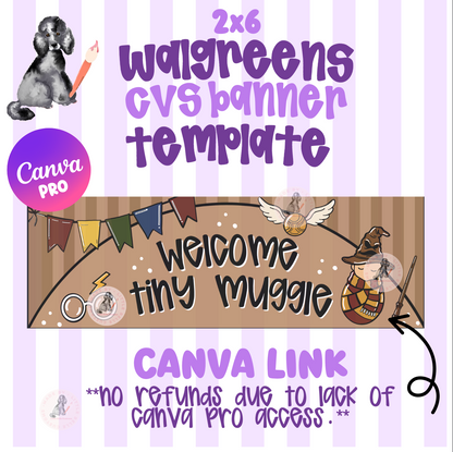 Harry Potter Baby Shower Welcome Tiny Muggle CVS/Walgreens Banner| Walgreens Template Digital Download