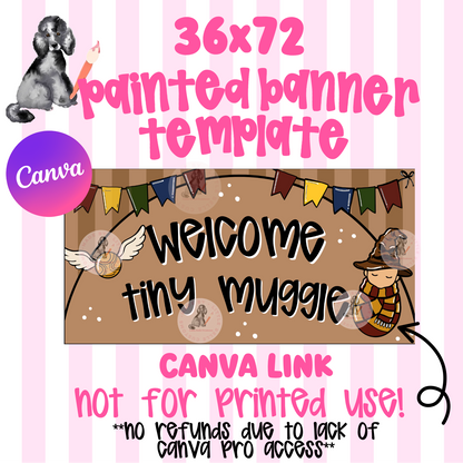 Harry Potter Baby Shower Welcome  Tiny Muggle Painted Banner TEMPLATE LINK FOR BANNER ARTISTS|  Digital Download