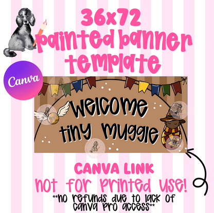 Harry Potter Baby Shower Welcome  Tiny Muggle Painted Banner TEMPLATE LINK FOR BANNER ARTISTS|  Digital Download