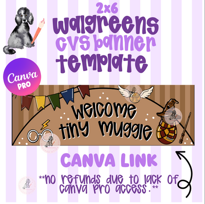 Harry Potter Baby Shower Welcome Tiny Muggle CVS/Walgreens Banner| Walgreens Template Digital Download