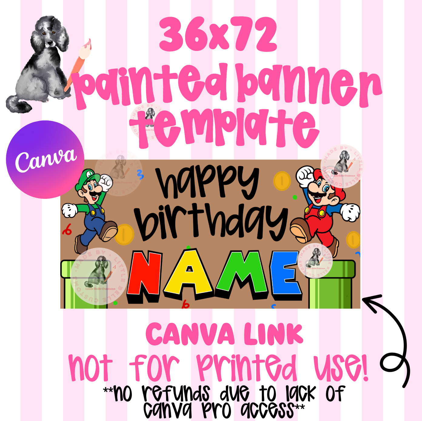 Mario Painted Banner TEMPLATE LINK FOR BANNER ARTISTS| Template Digital Download