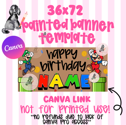 Mario Painted Banner TEMPLATE LINK FOR BANNER ARTISTS| Template Digital Download