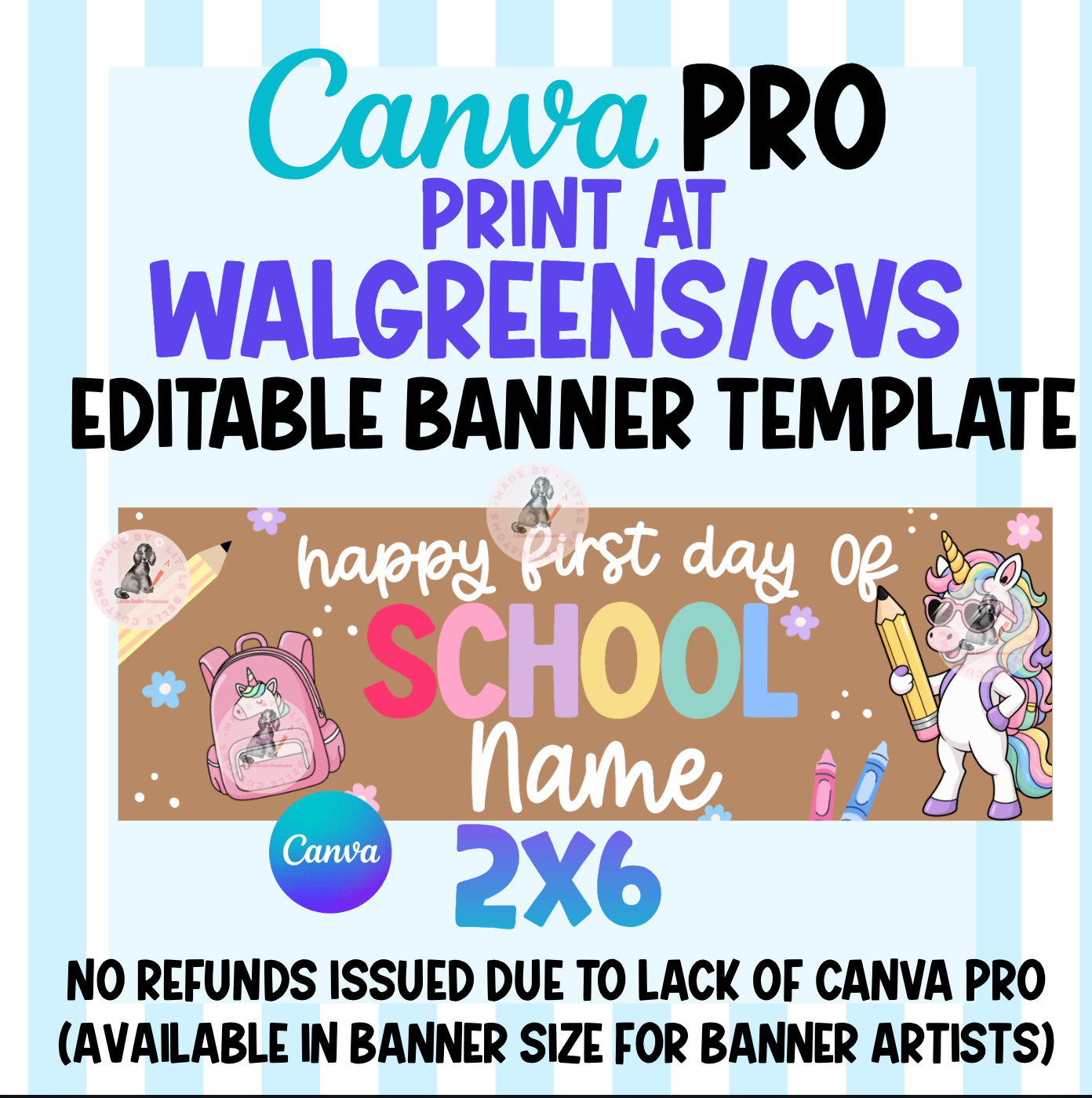 Unicorn FIRST DAY OF SCHOOL  | Walgreens Banner Template Digital Download
