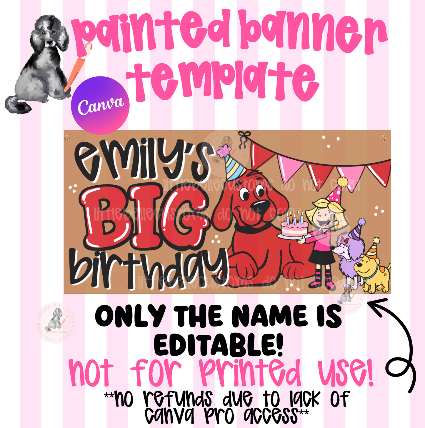 Clifford The Big Red Dog Birthday Painted Banner TEMPLATE LINK FOR BANNER ARTISTS|  Digital Download