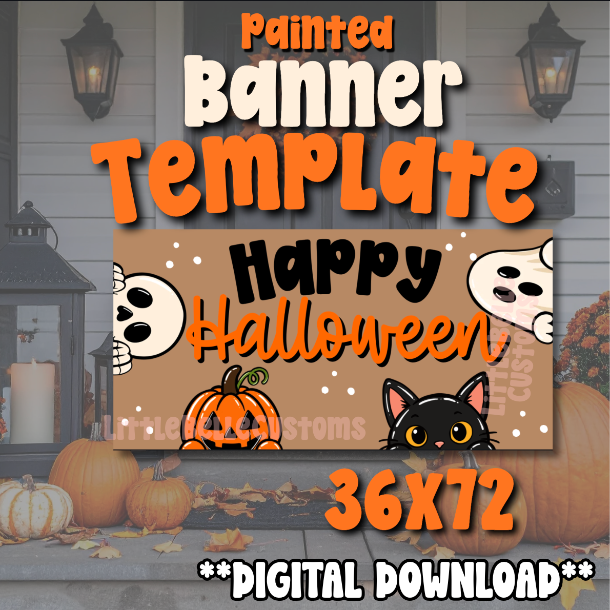 Happy Halloween Painted Banner TEMPLATE LINK FOR BANNER ARTISTS|  Digital Download