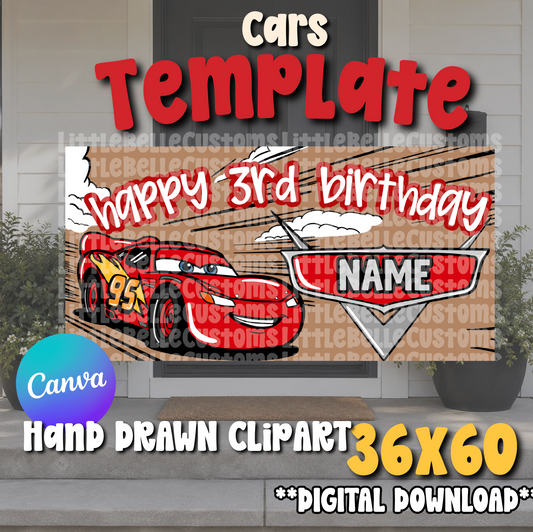 Cars Cloud Painted Banner TEMPLATE LINK FOR BANNER ARTISTS|  Digital Download
