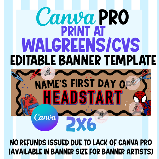 SPIDERMAN FIRST DAY OF SCHOOL  | Walgreens Banner Template Digital Download