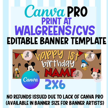 Mouse & Friends  Birthday ( 7 Designs )Walgreens Banner |  Template Digital Download